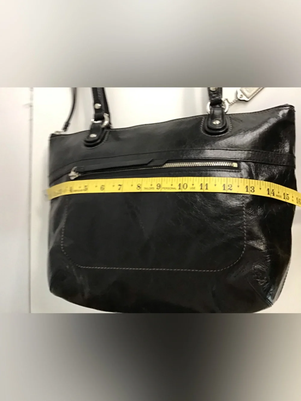 COACH LG POPPY  Black Distressed Look LEATHER Tote Shoulder